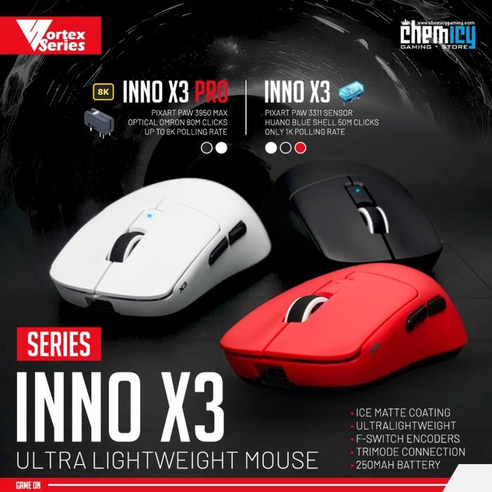 Gambar Vortex Series Inno X3 / Inno X3 Pro Ultra Lightweight Wireless Gaming Mouse dari One Connection undefined Tokopedia