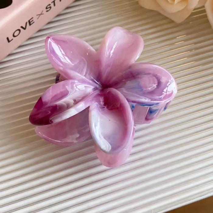 Gambar Shinemi - 8cm - Jepit Rambut Salon Korea Model Marble Flower Premium / Jedai Cakar Bunga Kamboja Glossy Korean Style - LAVENDER dari Shinemi Collection undefined Tokopedia