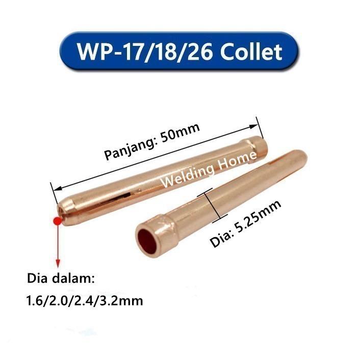 Gambar WP17 WP18 WP26 Collet Body Keramik Long Short Back Cap TIG Argon Las - Collet 1.6mm dari Welding Home undefined Tokopedia