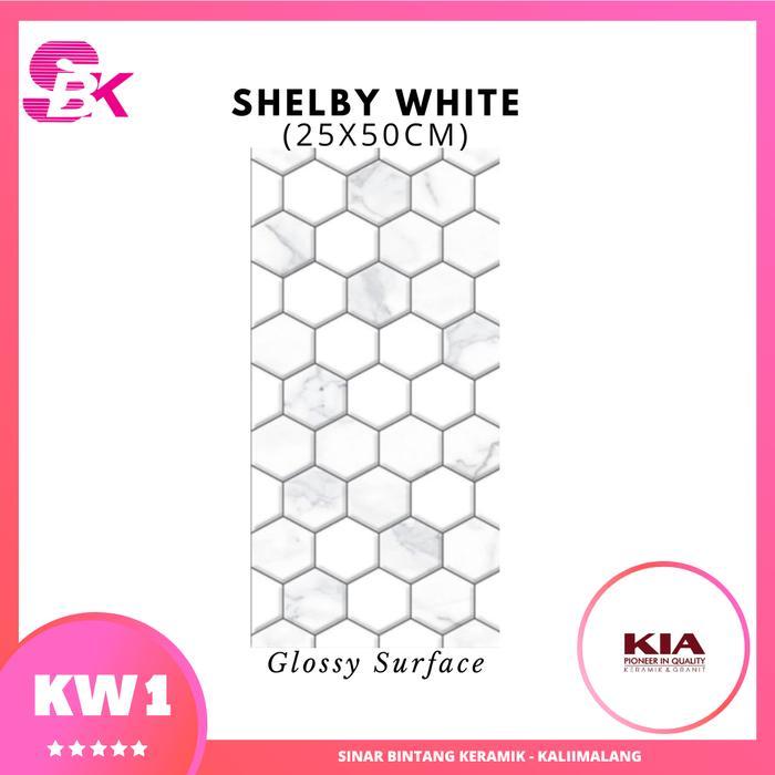 Gambar Keramik Dinding 25x50 Hexagon Series - Shelby White dari Sinar Bintang Keramikk undefined Tokopedia