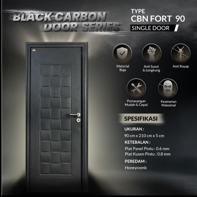 Gambar Pintu Rumah | Pintu Baja 90x210 Fortress 90.11 Black Carbon - Bukaan Kiri dari Sinar Bintang Keramikk undefined Tokopedia