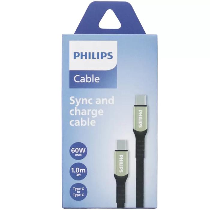 Gambar PHILIPS DLC5001 USB-C KABEL DATA CABLE BRAIDED 1M 3A OUTPUT FAST CHARGING - BLACK dari GGSTORESBY Kota Surabaya Tokopedia