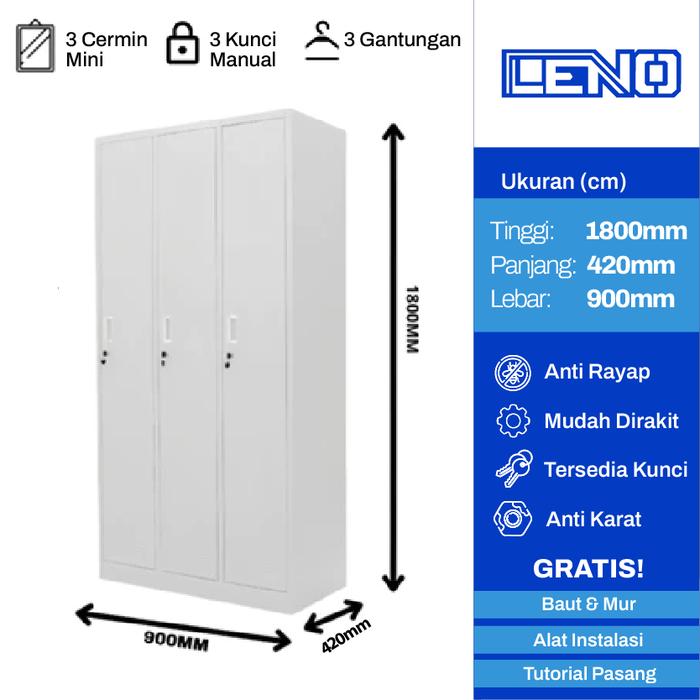 Gambar Loker Besi Serbaguna – Lemari Loker Karyawan | Loker Sekolah 2 - 12 Pintu - Loker 3 Pintu  , KAYU dari LENO FURNITURE ID undefined Tokopedia