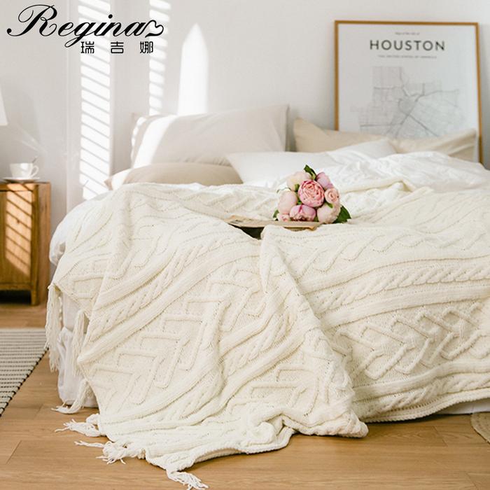 Jual REGINA Brand Chenille Knitted Blankets Scandinavian Style