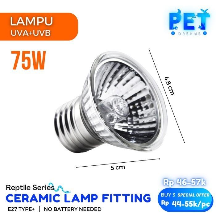 Gambar Fitting Lampu UVA UVB Keramik Reptile Fiting Jepit Dimmer Penghangat Pemanas Reptil Sulcata Kura Air - Lampu SAJA 75W dari Pet Dreams undefined Tokopedia