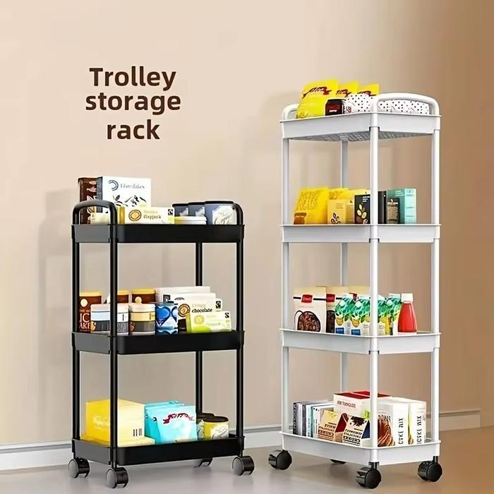 Gambar Rak Susun Dorong 3 / 4 / 5 Susun Tingkat Serbaguna Stacking Shelves Rak Dapur Salon Kantor Kamar Mandi Kosmetik Baju Celana Pakaian Kos Penyimpanan Snack Makanan Minuman Serbaguna Multi Fungsi Troli Trolley Troley Dengan Roda Pegangan samping Stand Hanger - 3 Susun, Hitam dari Lbagstoremall undefined Tokopedia