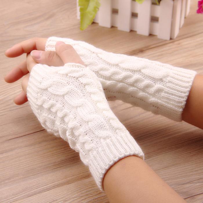 New Women Hand Warmer Winter Gloves Fashion Knitting Faux Wool Mitten Warm  Fingerless Glove Gants Femme Women Gloves