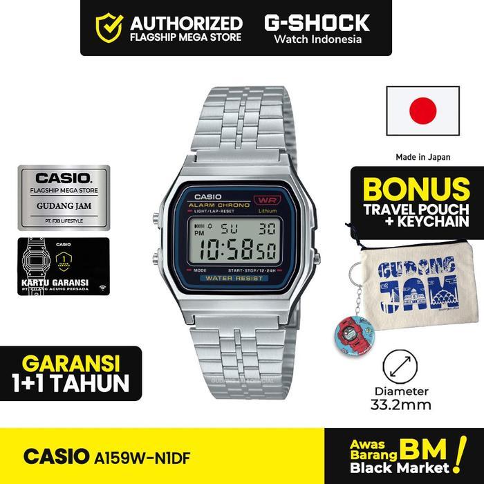 Jam Tangan Pria Casio A159w-n1df Made In Japan Silver Digital Rantai  Original A159w-n1 A159w A 159w A 159 W Watches