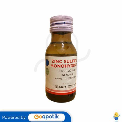 Gambar ZINC SULFATE MONOHYDRATE MEPROFARM 20 MG/5 ML SYRUP 60 ML dari Apotek Budi Farma Putra by GoApotik undefined Tokopedia