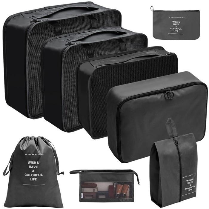 Gambar 8 In 1 Travel Bag Tas Travel Organizer Bag Pouch Set Storage Luggage Bag Tas Penyimpanan Travel Tas Travel Organizer - 8Pcs Hitam dari Coupal.id undefined Tokopedia