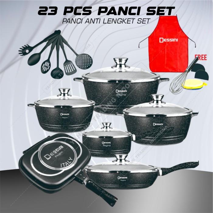 Gambar BIG SALE Dessini 23 Buah Set Peralatan Dapur Panci Masak Marmer Anti Lengket - Hitam dari handoyodoni undefined Tokopedia