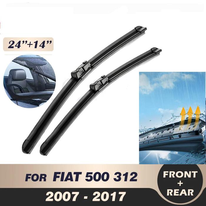 Gambar Wiper Front  Wiper Blades For FIAT 500 312 2007-2017 2008 2009 2010 Windshield Windscreen Front Rear Window 24''14 - black dari Ade Wira Yudistira undefined Tokopedia
