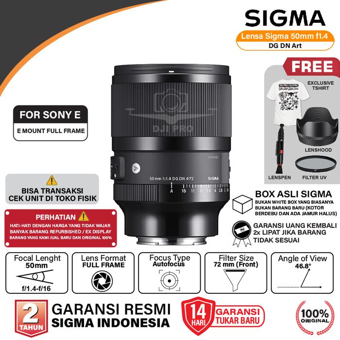 Jual Sigma 50mm for Sony E Fullframe DG DN Art Sigma 50 mm f