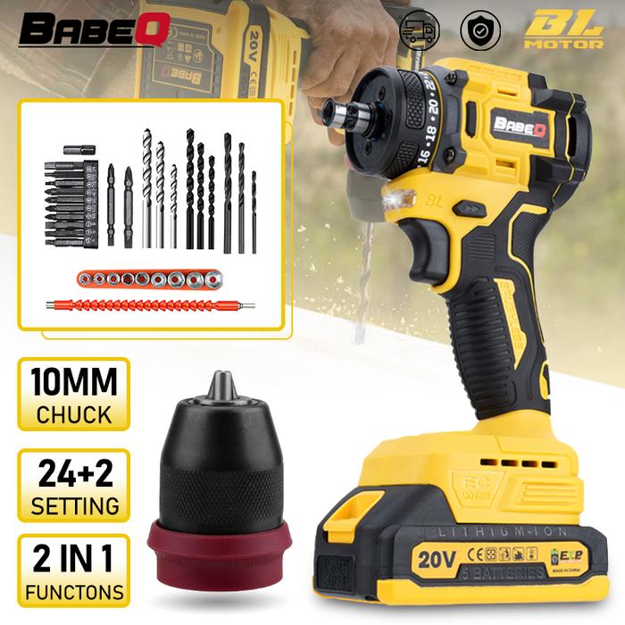 Gambar Terlaris BABEQ 10MM Brushless Electric Screwdriver 24+2 Torque 45N.m Cordless Electric Drill Set Pow dari mmmksls undefined Tokopedia