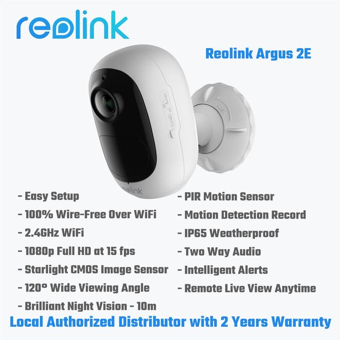 Jual REOLINK ARGUS 2E CCTV WIREFREE RECHARGEABLE 1080P OUTDOOR