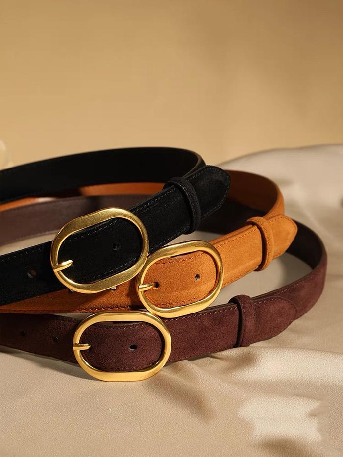 Jual Vintage Women Skinny Belts Suede Cowhide Belt Genuine Leather