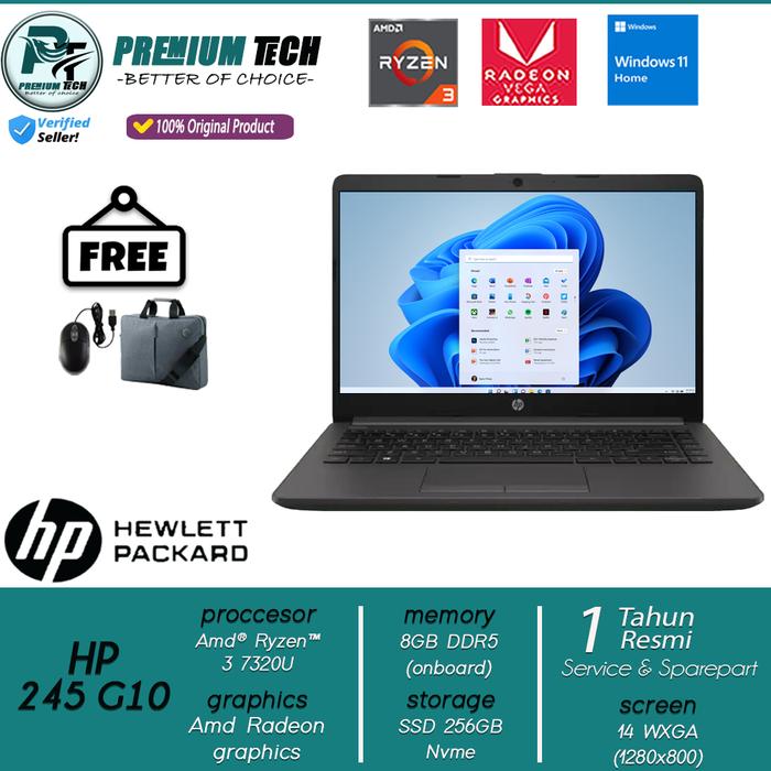 Laptop Gaming Murah Hp 245 G10 Amd Ryzen 7320u Ram 8gb 512gb Ssd 14