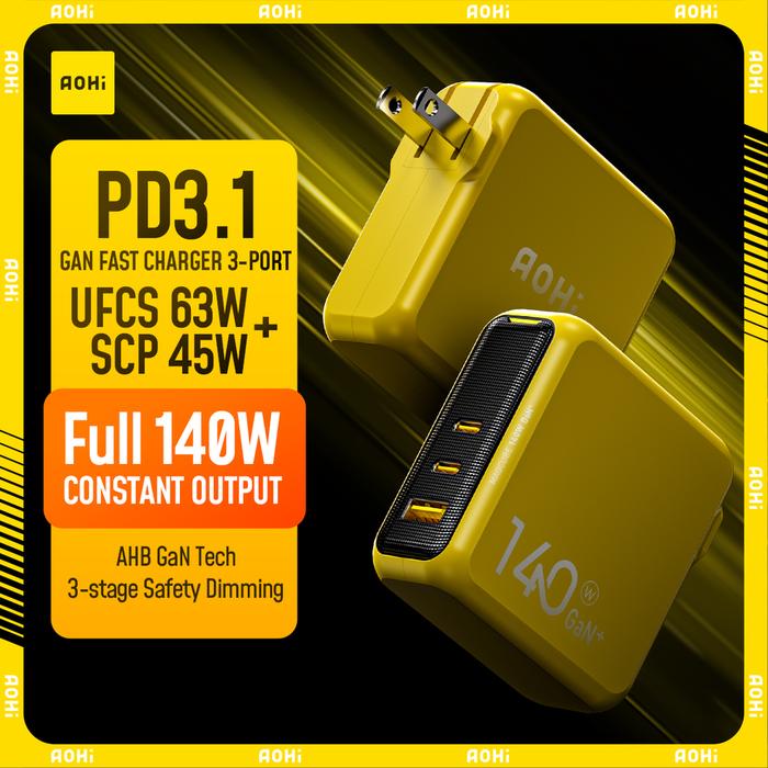 Jual AOHI Magcube Pro 140W Pengisi Daya GaN Pengisi Daya USB