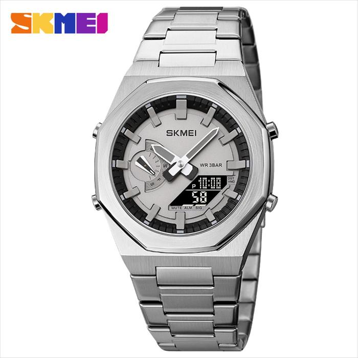 Gambar Jam Tangan Digital Pria SKMEI 1816 Fashion Stainless Steel Tahan Air - Silver Hitam dari SKMEI MURAH & ORIGINAL undefined Tokopedia