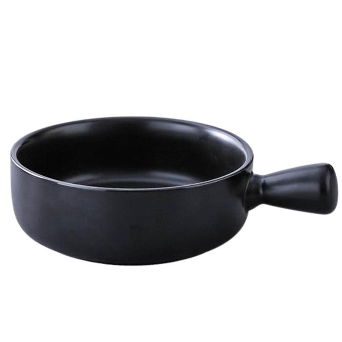 Gambar KAMJE Mangkok Keramik Nordic Style Bowl Estetik Minimalis Tahan Panas untuk Mie, Sup, dan Sereal - Hitam dari KAMJE Official Store undefined Tokopedia