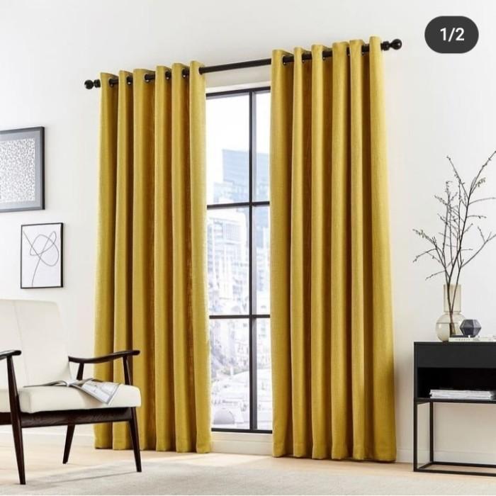 Gambar gorden blackout polos L200cm T200cm model ring gorden jendela pintu - pink, L135cm T100cm - Kuning, L135cm T100cm dari Hallo shop2 undefined Tokopedia