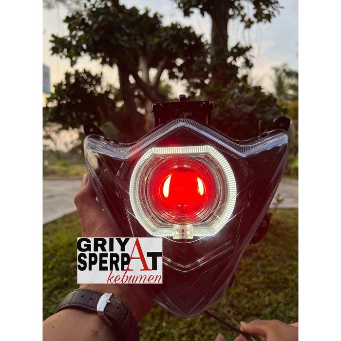 Gambar REFLEKTOR LAMPU DEPAN BILED SATRIA FU FACELIFT BILED LED - ring putih D.merah dari GRIYA SPERPART KEBUMEN undefined Tokopedia