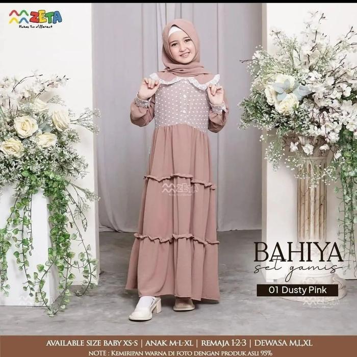 Gambar Bahiyya Baju Gamis Busana Muslim Anak Tanggung Cewe Set Hijab Perempuan Hitam 6 7 8 9 10 11 12 13 Tahun Model 2023 ceruty dress lebaran  wanita  simple kancing panjang Nyaman Pink Setelan  Mewah  Cewek  Remaja  Syari - Coksu, L dari Modenesian_NEW undefined Tokopedia