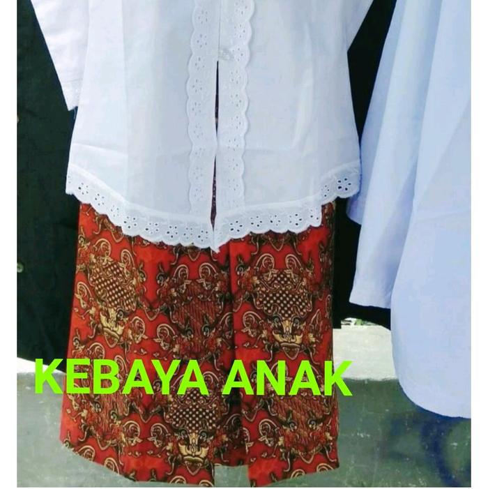 Gambar Stelan baju kebaya anak sekolah/baju kebaya perempuan anak sekolah TK&SD/kebaya motif rok merah - rok merah, no 4 dari ashobrie id undefined Tokopedia