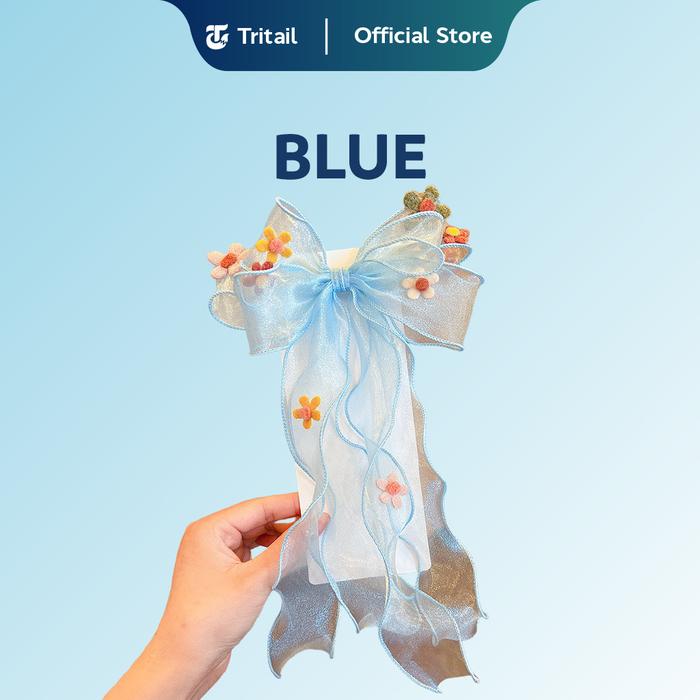 Gambar Tritail - Jepitan Rambut Anak Pita Model Rumbai Kepang Motif Bunga / Aksesoris Rambut Anak Korea - BLUE dari Tritail undefined Tokopedia
