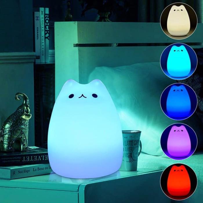 Gambar Lampu tidur Kucing 7 Warna Big Size / touch led lamp Squishy Recharge dari Yourfavproduct undefined Tokopedia