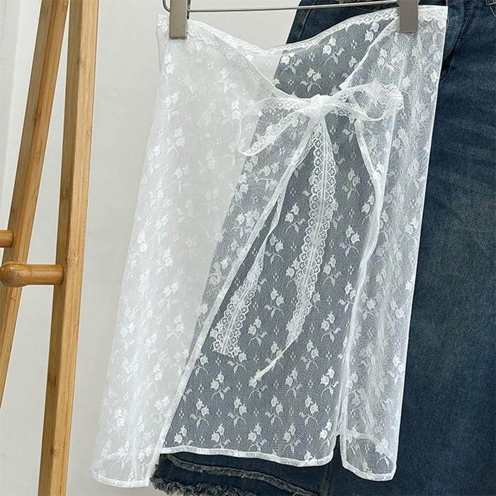 Gambar Fart Curtain Lace Skirt Korean Lace Stacked Gauze Skirt Elegant with Adjustable Strap OOTD Wanita Remaja - High Waist Stacked Gauze Niche Strap Apron Matt Mesh Premium l Wanita Remaja - Bunga dari CastlePeak1 Kota Cimahi Tokopedia