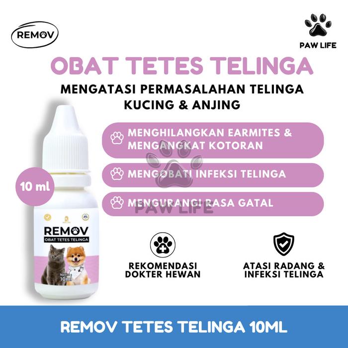 Gambar PL Remov OBAT TETES TELINGA 10ML Earmites Kucing Anjing Kutu Kotoran Kuping Infeksi Gatal Iritasi - RMV Tetes Telinga dari Paw Life undefined Tokopedia