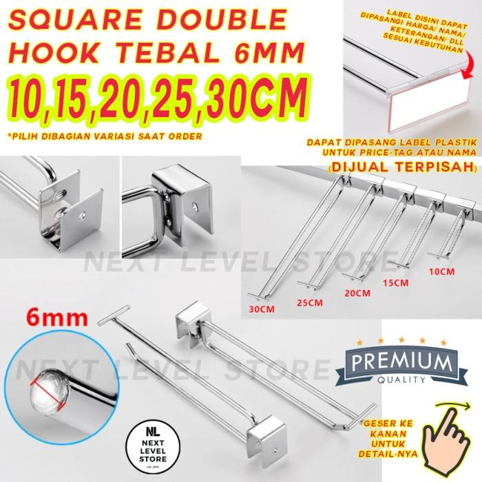 Gambar Single Hook Label Price Tag Kotak 10 15 20 25 30 CM Tebal 6mm Besi Chrome Stainless Display Cantolan Pipa Harga Double Etalase - 10 CM dari Next Level Store undefined Tokopedia