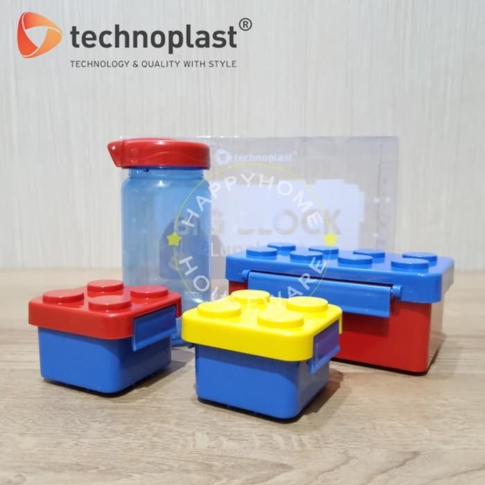 Gambar TECHNOPLAST Lungo Marie Soft Set Lunch Box Botol + Sendok Garpu & Tas - Block Btl Blue dari HappyHome Houseware undefined Tokopedia