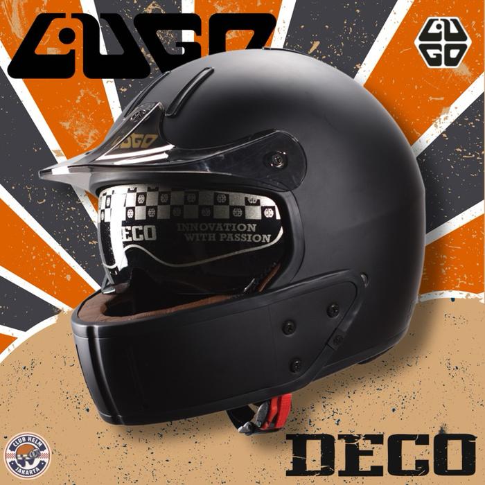 Gambar Helm Dewasa SNI LUGO DECO 1957 Retro Premium Half Face dengan Mouth Guard Cakil untuk Unisex Laki laki Perempuan Pria Wanita - Full Dark Doff, Size M dari Club Helm Bandung undefined Tokopedia