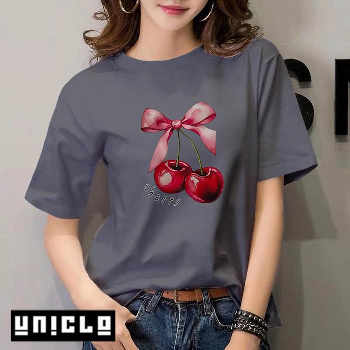 Gambar KAOS CHERRY WANITA COTTON COMBED 24S LENGAN PENDEK/PRINTED CHERRY - Abu Tua, L dari NAZIRAH ADELYAH TRFDBSDFVS undefined 3 Tokopedia