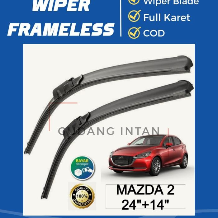 Gambar Wiper Frameless Full Karet Anti Baret Mazda 2 Wiper Depan Kanan Kiri 1 Set - Mazda2 24+14 dari Gudang Intan_NEW undefined Tokopedia