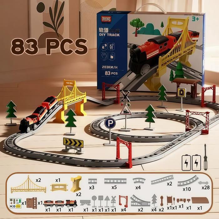 Gambar NODIA Kereta Api Mainan Perakitan Listrik Miniatur Rel Kereta Api Mainan DIY Kereta Api Cowok - 83pcs(2929-27) dari Nodia Toys & Games ID undefined Tokopedia