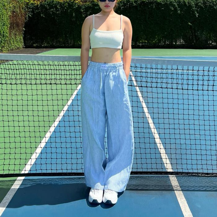 Gambar UR MOM - La Classica Long Boxer Pants - Light blue stripes dari ur.mom undefined Tokopedia
