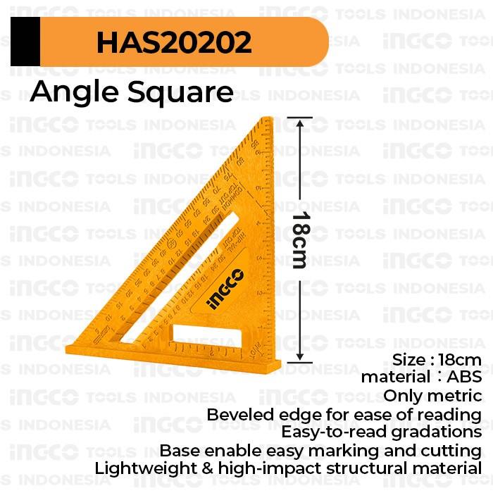 Gambar Speed Square (18 cm) INGCO HAS20202 - Penggaris Segitiga Angle Sudut Siku Tukang dari INGCO Tools by GUNKA undefined Tokopedia