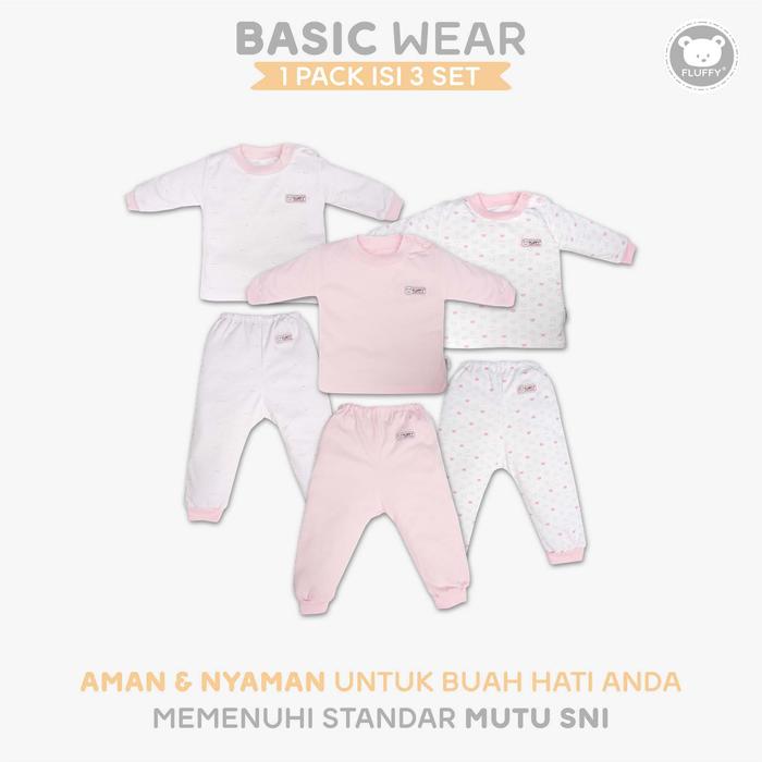 Gambar FLUFFY Setelan Oblong Panjang Bayi Pink (Isi 3Psg) SOJJSR SOJJXR PNK SML 123 - PINK, S dari Fluffy Baby Store undefined Tokopedia