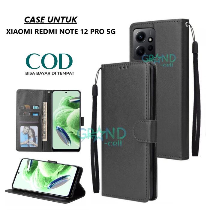 Gambar Flip Case FOR XIAOMI REDMI NOTE 12 PRO 5G Premium Wallet Casing Cover case - hitam dari Grand-cell undefined Tokopedia