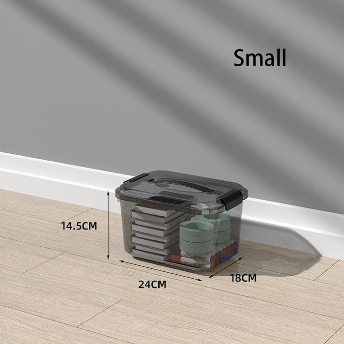 Gambar 【ZEN】Keranjang Penyimpanan Transparan Segel Baju / Mainan Dengan Tutup Box Storage Multifungsi Kotak Plastik - Small, Putih dari Zen Living undefined Tokopedia