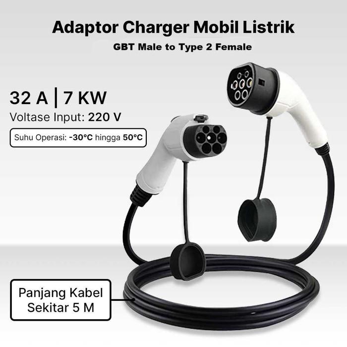 Gambar Kaozelo Kabel Mobil Listrik GBT Male to Type 2 Female 5M 32A 7kW - M4-11 - Hitam dari Kaozelo undefined Tokopedia