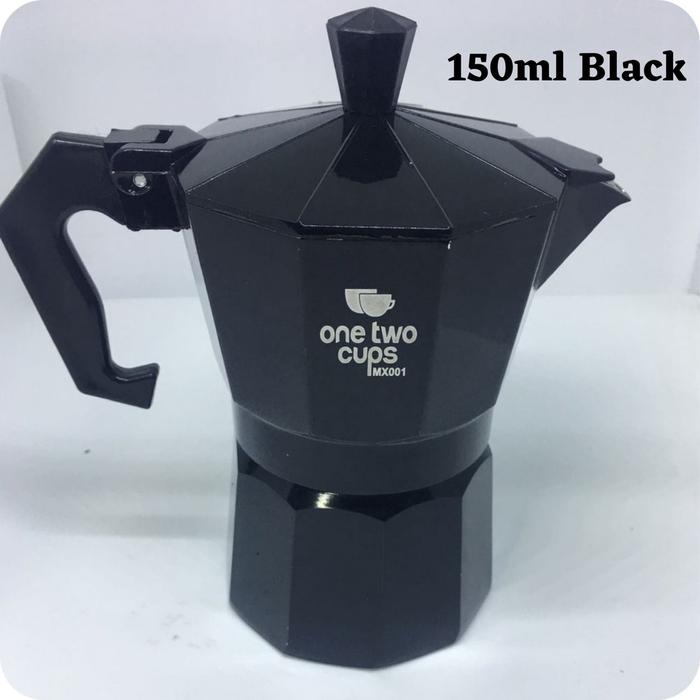 Gambar OneTwoCups Espresso Moka Pot Teko Stovetop Filter Coffee Maker (5 Ukuran) - Silver / Black - 150 ml Black dari Mix Max Xtore undefined Tokopedia