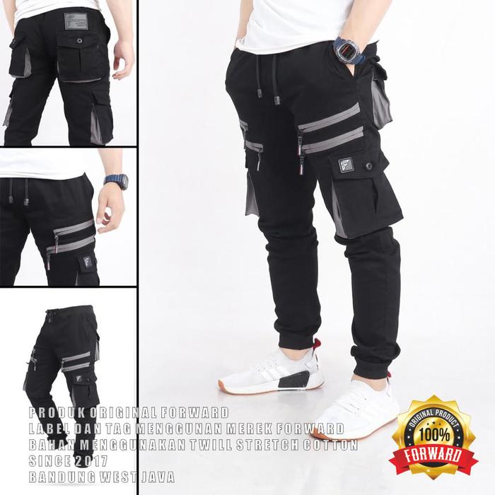 Gambar Celana Joger Cargo Pria pria Original Slim Tebal Panjang Jogger Distro  Chino Stretch - HITAM, S dari Forward System BDG undefined Tokopedia