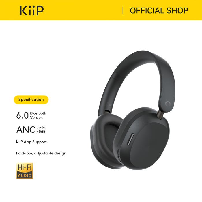Gambar KiiP TH100 ANC Wireless/Wired Over-Ear Headphone Spatial Audio - Hitam dari KiiP Official undefined Tokopedia