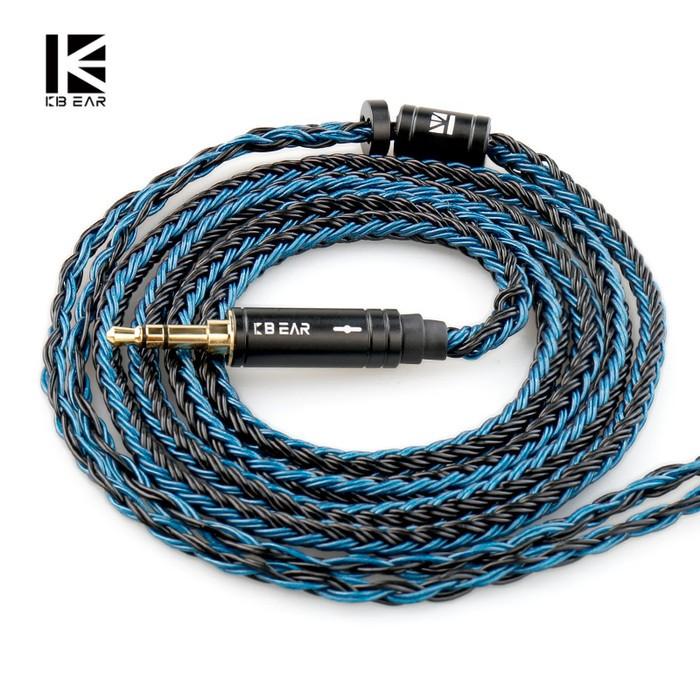 Gambar KBEAR ST16 Crystal 16 Cores 5N Single Copper Silver-plated IEM Cable - Blue Black, 2 Pin 4.4mm dari Yankee Indonesia undefined Tokopedia