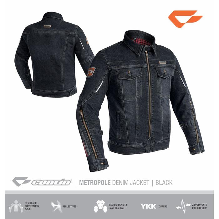 Gambar Continmoto Jaket Motor Denim Protektor Contin Metropole - Black dari Continmoto Store undefined Tokopedia
