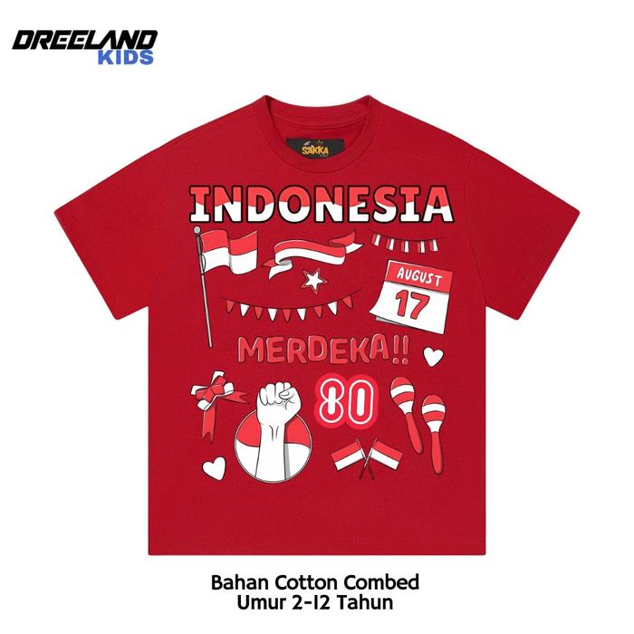 Gambar Dreeland Kids Kaos Anak Kemerdekaan Indonesia – Desain Unik Bendera Merah Putih | Baju 17 Agustus Anak Laki & Perempuan - Merah Indo, 1-2 Tahun dari DreelandOfficial undefined Tokopedia